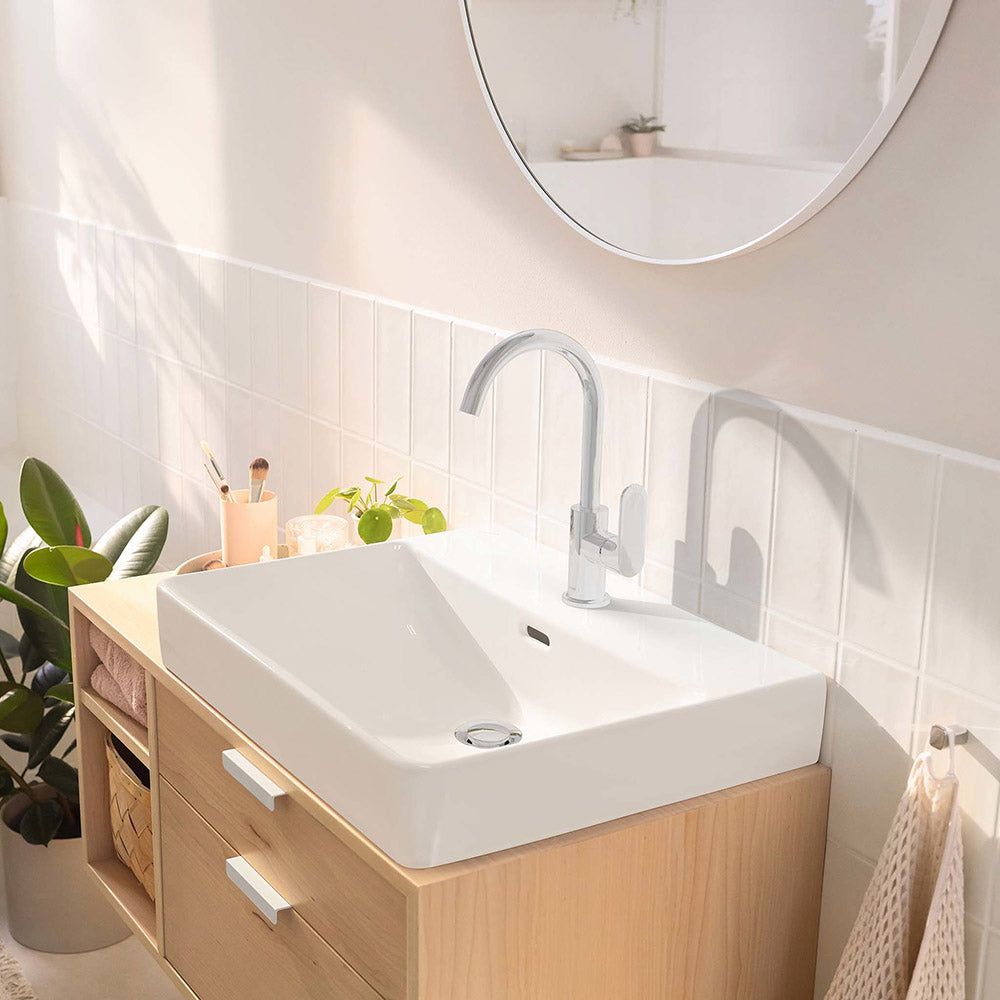 Hansgrohe Rebris S Single Lever Basin Mixer 210 With Swivel Spout And Pop-Up Waste Set Chrome