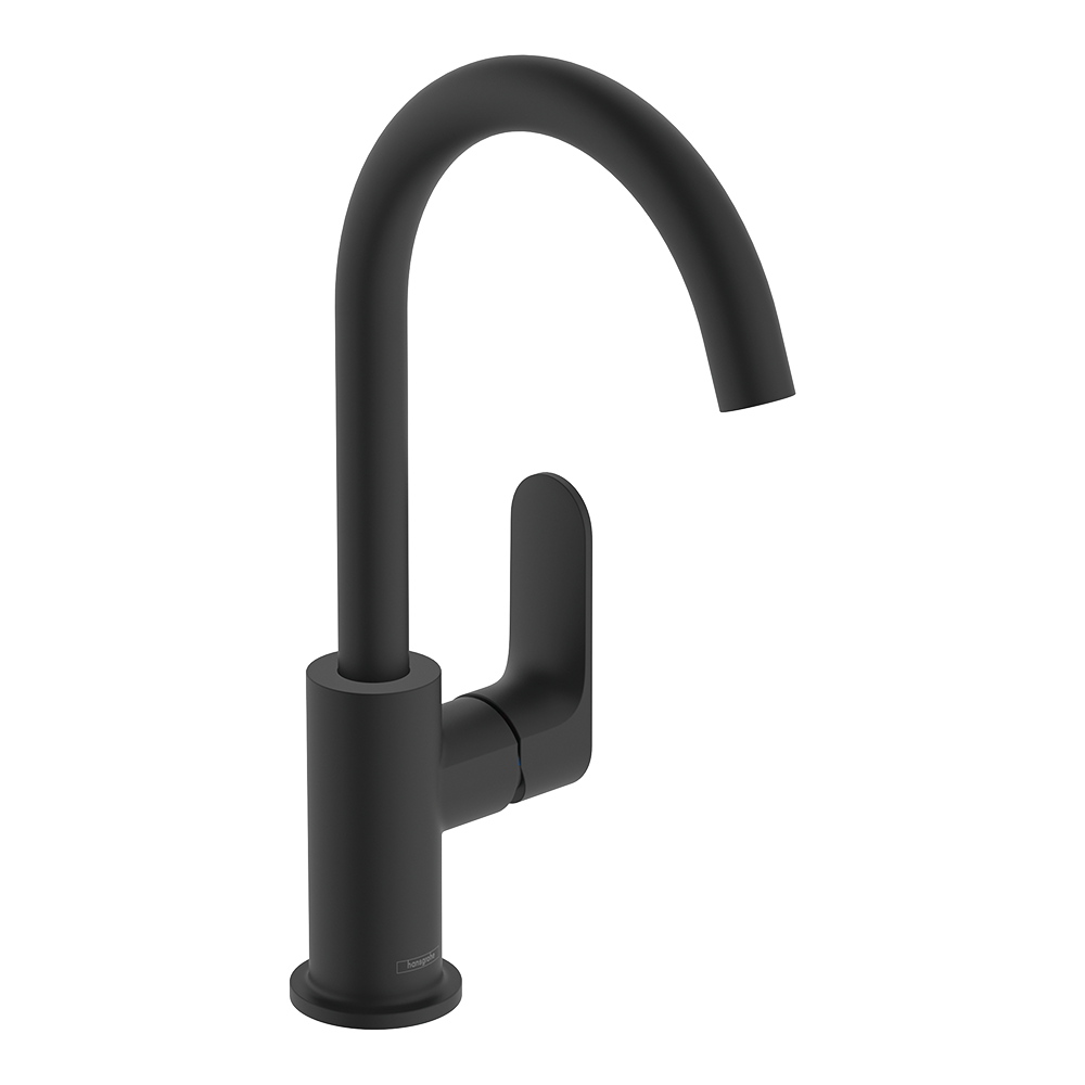 Hansgrohe Rebris S Single Lever Basin Mixer 210 With Swivel Spout And Pop-Up Waste Set Matt Black