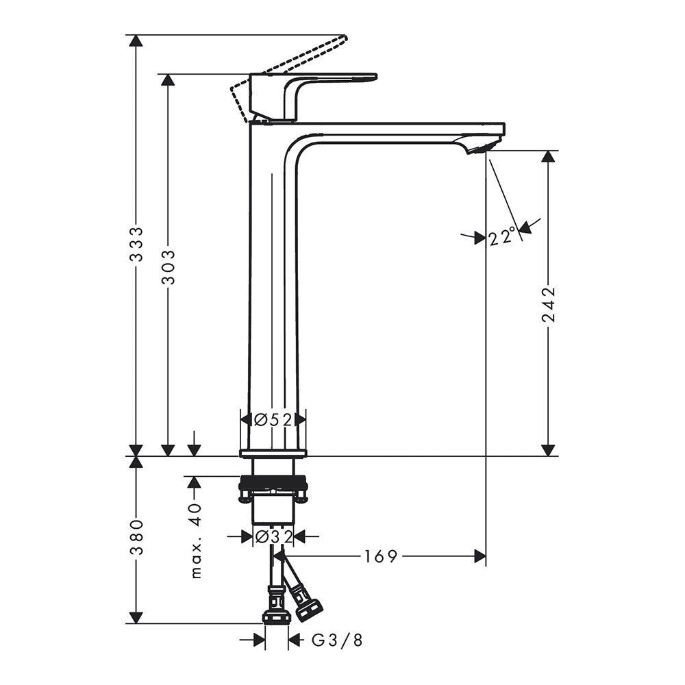 Hansgrohe Rebris S Single Lever Basin Mixer 240 Coolstart For Wash Bowls Without Waste Set Chrome