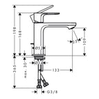 Hansgrohe Rebris S Single Lever Basin Mixer 110 Coolstart Ecosmart+ With Pop-Up Waste Set Matt Black