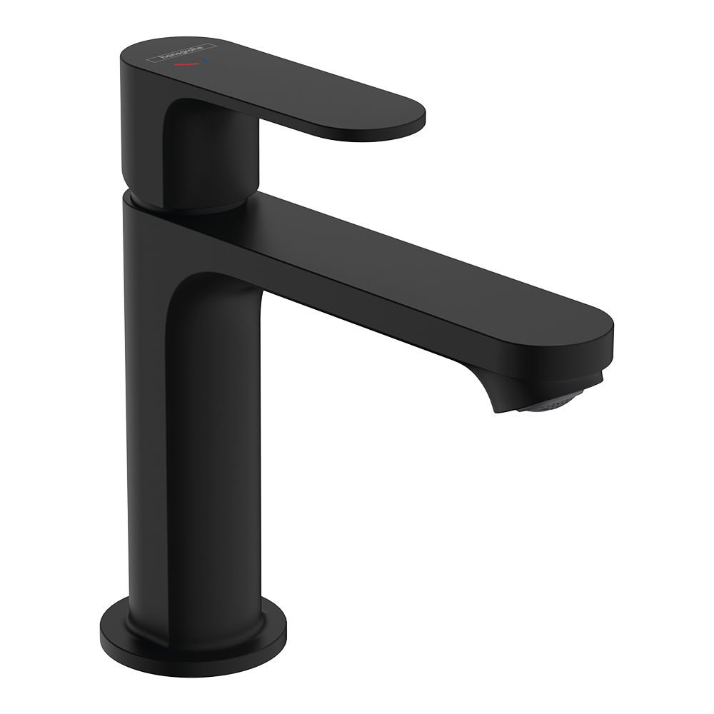 Hansgrohe Rebris S Single Lever Basin Mixer 110 Coolstart Ecosmart+ With Pop-Up Waste Set Matt Black