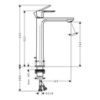 Hansgrohe Rebris S Single Lever Basin Mixer 240 Coolstart Ecosmart+ For Wash Bowls With Pop-Up Waste Set Chrome