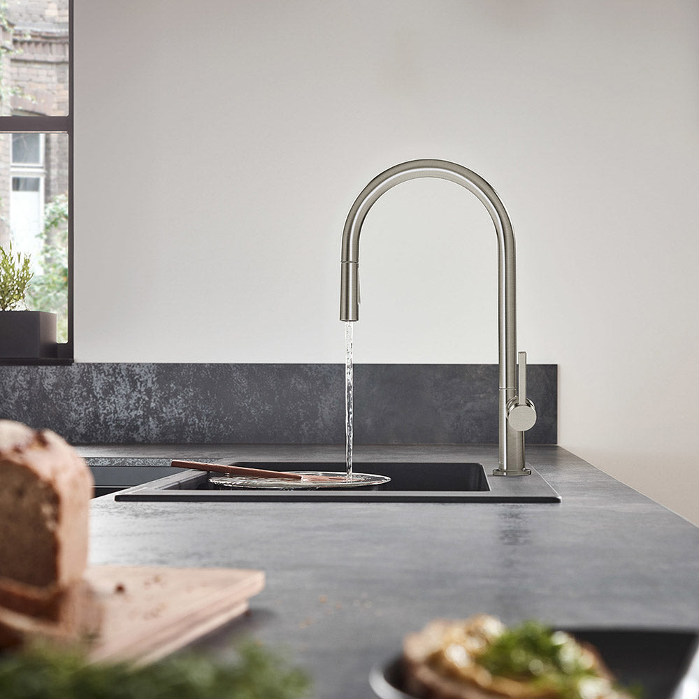 Hansgrohe Talis M54 Kitchen Mixer Tap 210, pull-out sPairay, 2jet, Stainless Steel Stainless Steel Finish
