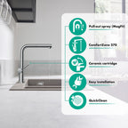 Hansgrohe Talis M54 Kitchen Mixer Tap 270, pull-out spout, 1jet, Chrome