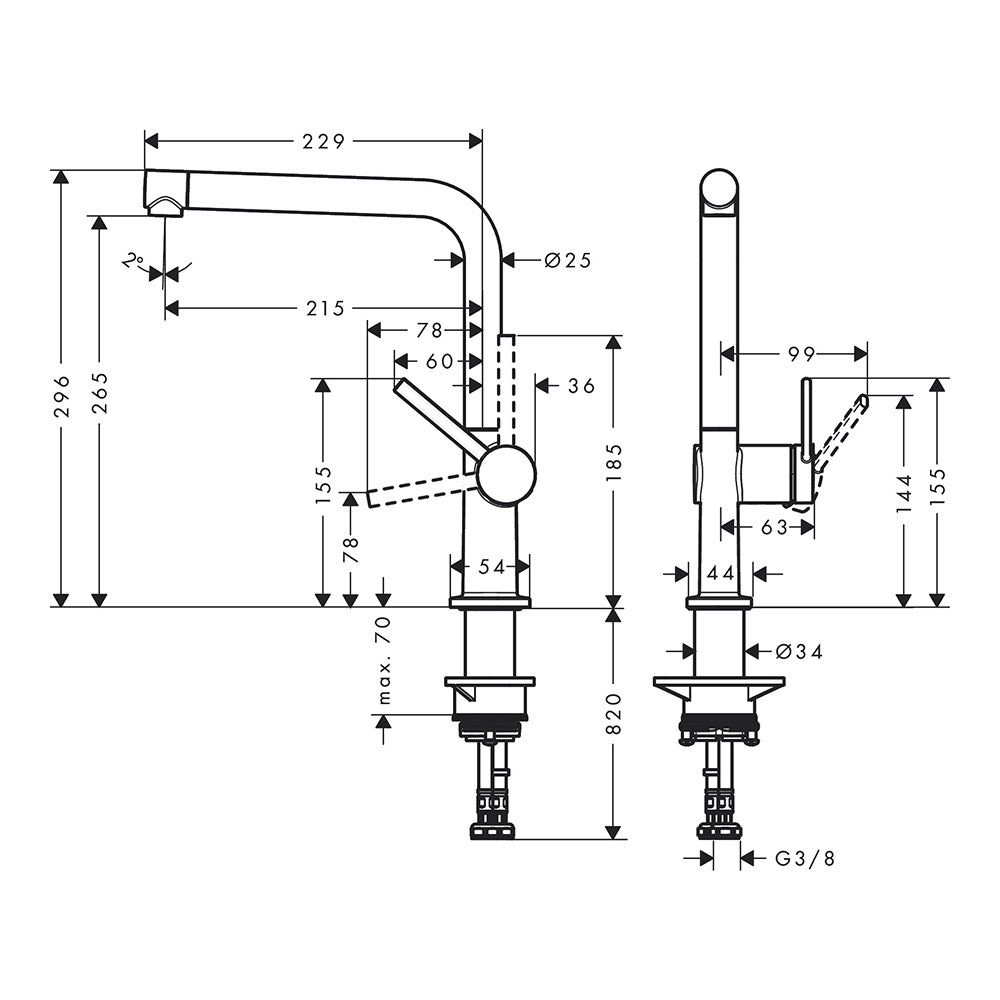 Hansgrohe Talis M54 Kitchen Mixer Tap 270, 1jet, Stainless Steel Stainless Steel Finish