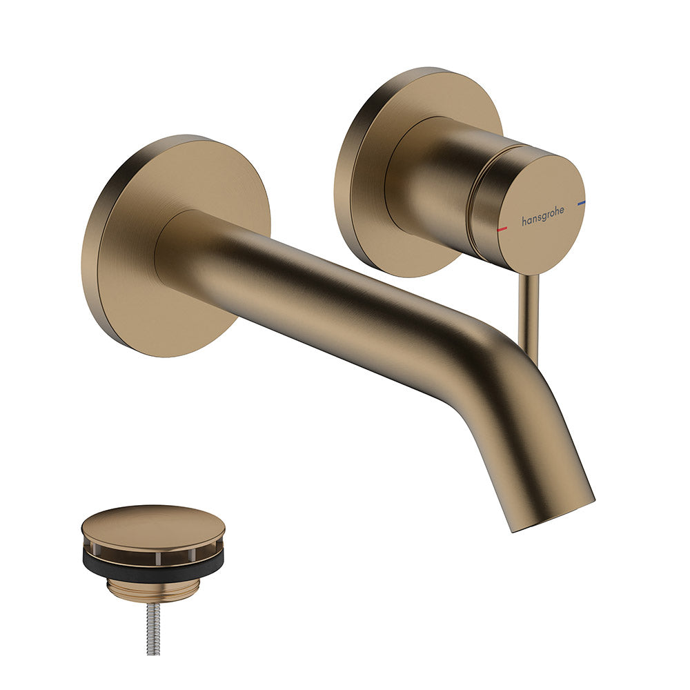 Hansgrohe Tecturis S Basin Mixer Tap for concealed installation wall-mounted EcoSmart+ with spout 16,5 cm Brushed Bronze