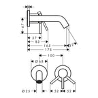 Hansgrohe Tecturis S Basin Mixer Tap for concealed installation wall-mounted EcoSmart+ with spout 16,5 cm Brushed Bronze