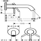 Hansgrohe Tecturis S Basin Mixer Tap for concealed installation wall-mounted EcoSmart+ with spout 16,5 cm Brushed Bronze
