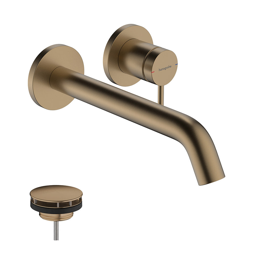 Hansgrohe Tecturis S Basin Mixer Tap for concealed installation wall-mounted EcoSmart+ with spout 22,5 cm Brushed Bronze