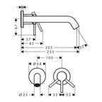 Hansgrohe Tecturis S Basin Mixer Tap for concealed installation wall-mounted EcoSmart+ with spout 22,5 cm, Matt Black