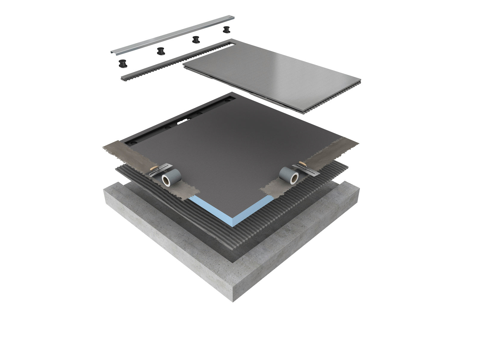 wedi Fundo Plano Linea complete shower tray channel 800mm 900x900x70mm