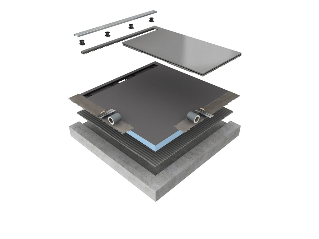 wedi Fundo Plano Linea complete shower tray channel 300mm 900x900x70mm