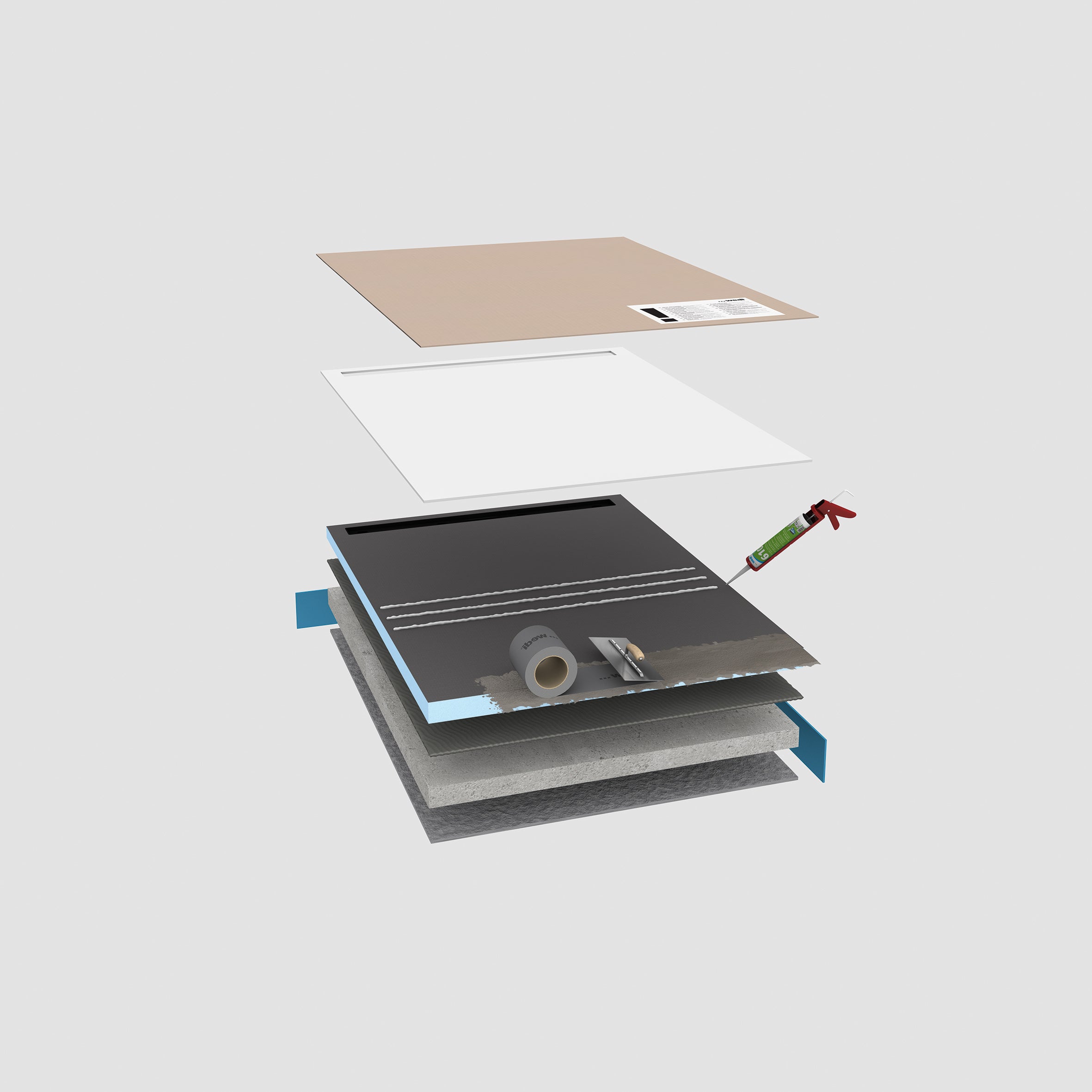 wedi Fundo Riolito Neo shower tray channel length 700mm, 1200x800x50mm