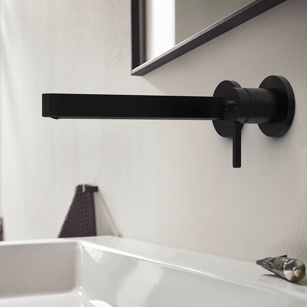 Hansgrohe Finoris Basin Mixer Tap for concealed installation wall-mounted with spout 22,8 cm, Matt Black