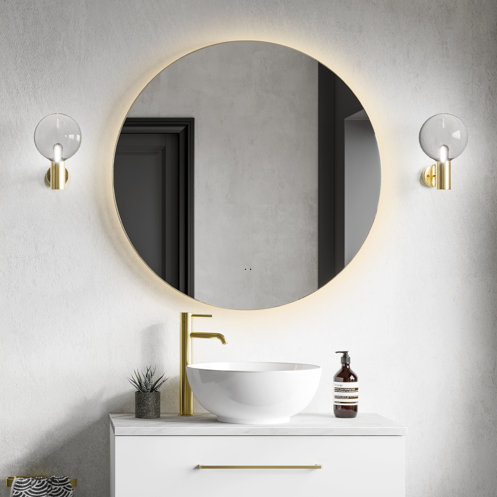 HiB Arcane Round 80 Mirror Brushed Brass