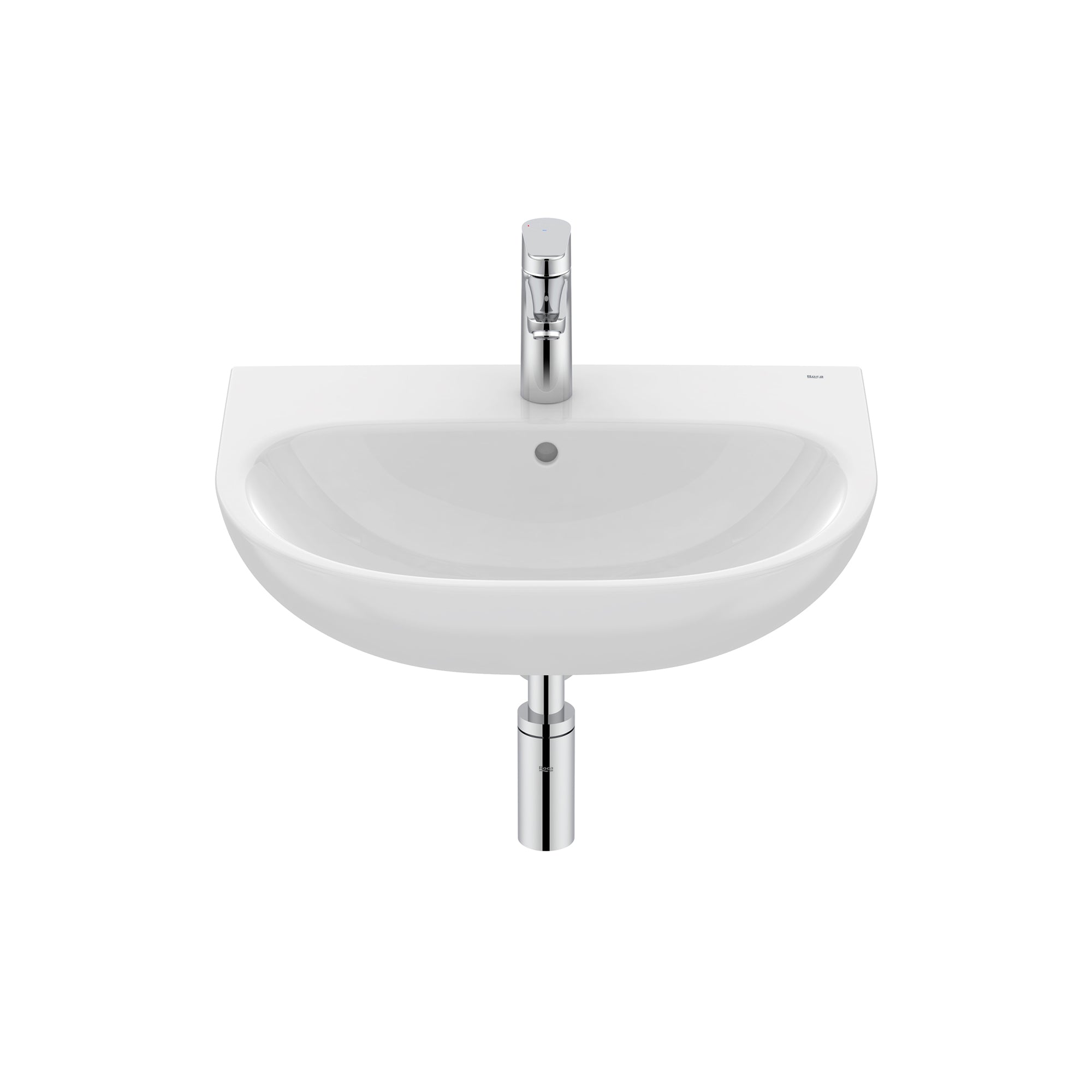 Roca Victoria wall-hung basin with 1 taphole 560(W) x 460(D) x 181(H)mm White