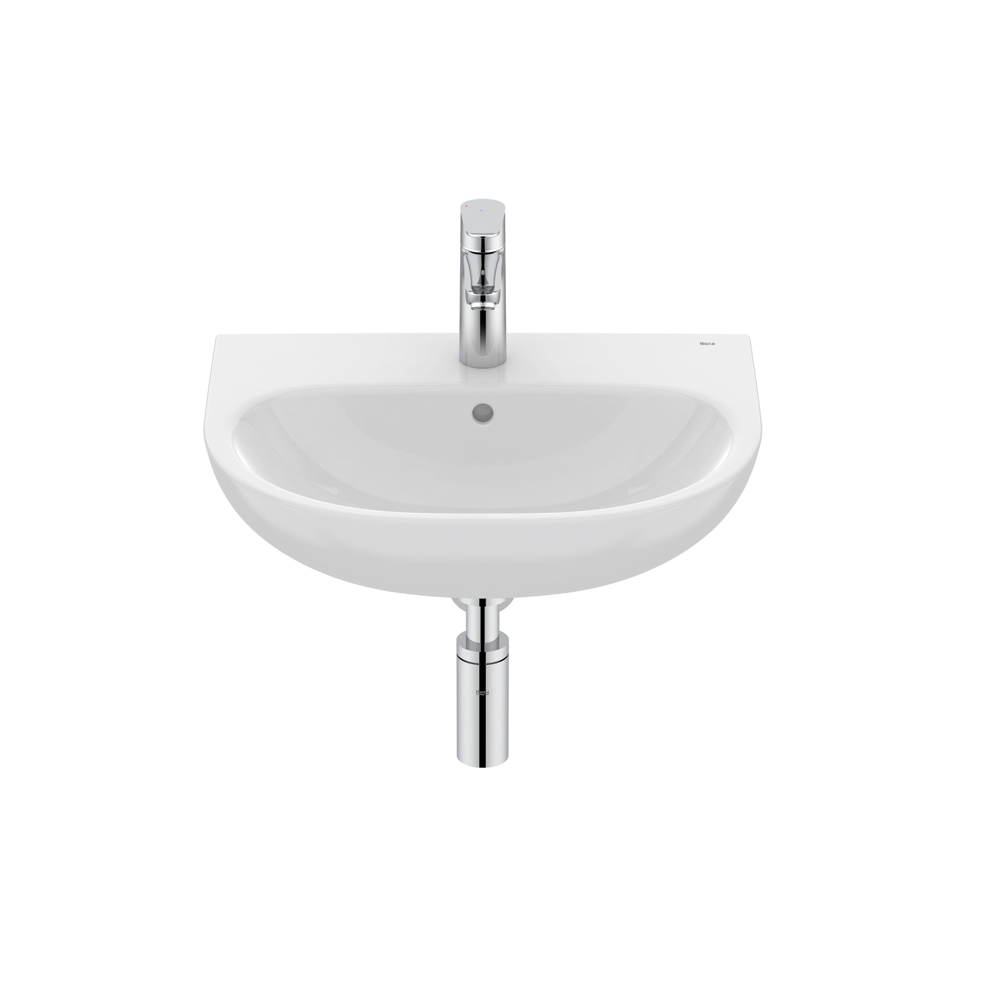 Roca Victoria wall-hung basin with 1 taphole 520(W) x 425(D) x 168(H)mm White