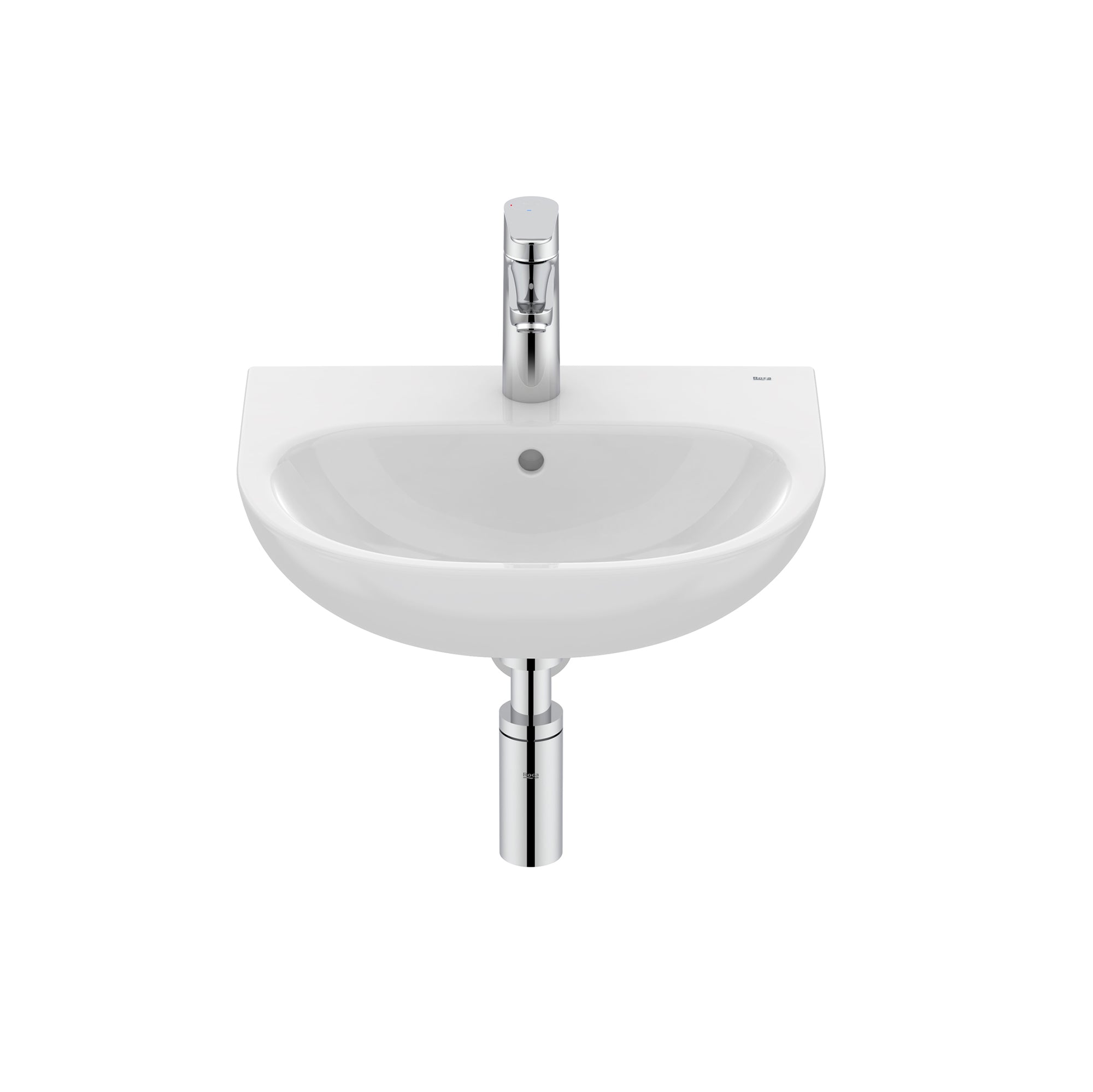 Roca Victoria wall-hung cloakroom basin with 1 taphole 450(W) x 380(D) x 153(H)mm White