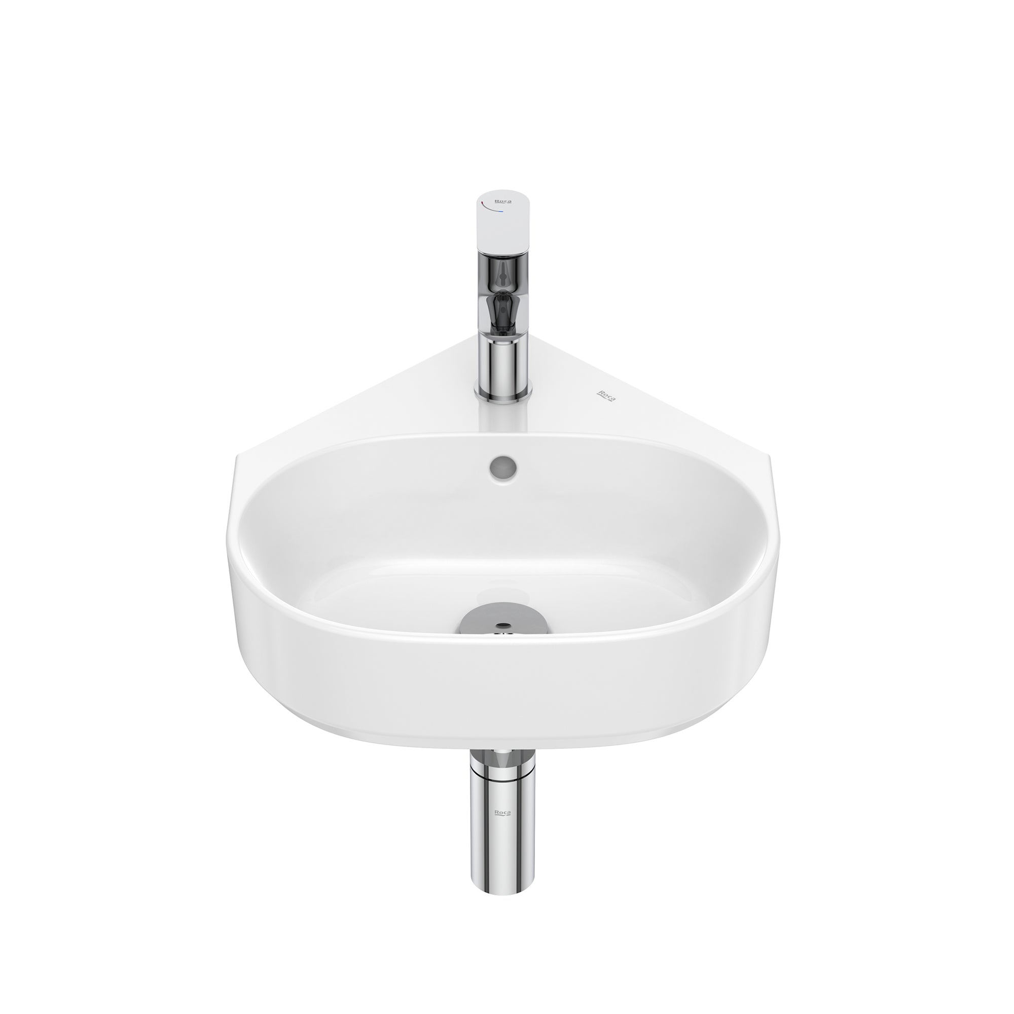 Roca The Gap Wall Hung Corner Basin 400X440 1 Tap Hole White