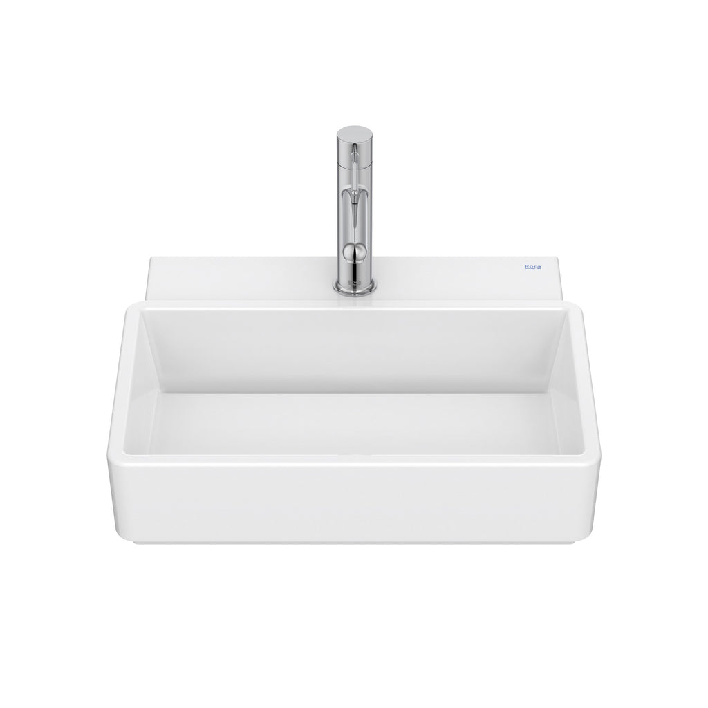Roca Tura Compact wall-hung basin - 1 taphole 450(W) x 360(D) x 155(H)mm White - Supraglaze