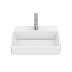 Roca Tura Compact wall-hung basin - 1 taphole 450(W) x 360(D) x 155(H)mm White - Supraglaze