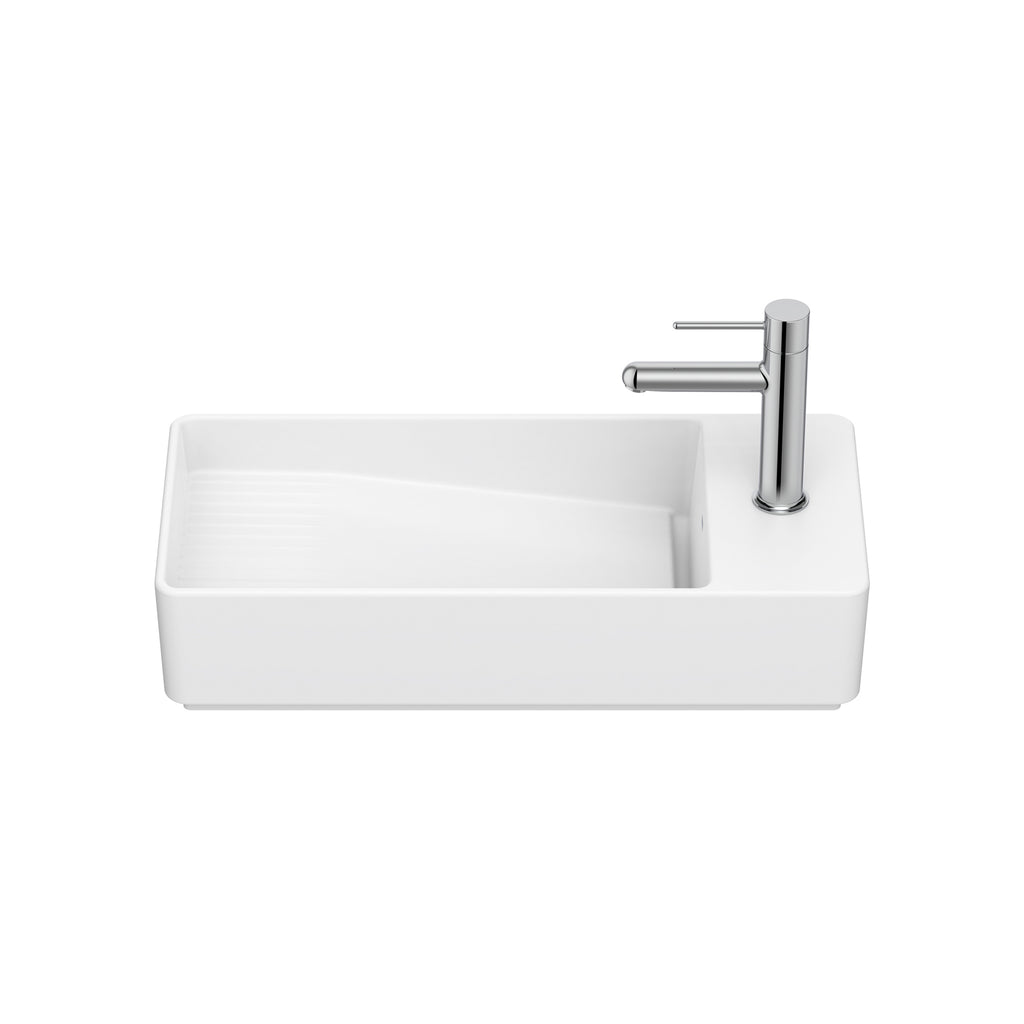 Roca Tura Compact wall-hung basin - 1 taphole Left Hand 550(W) x 275(D) x 155(H)mm Matt White
