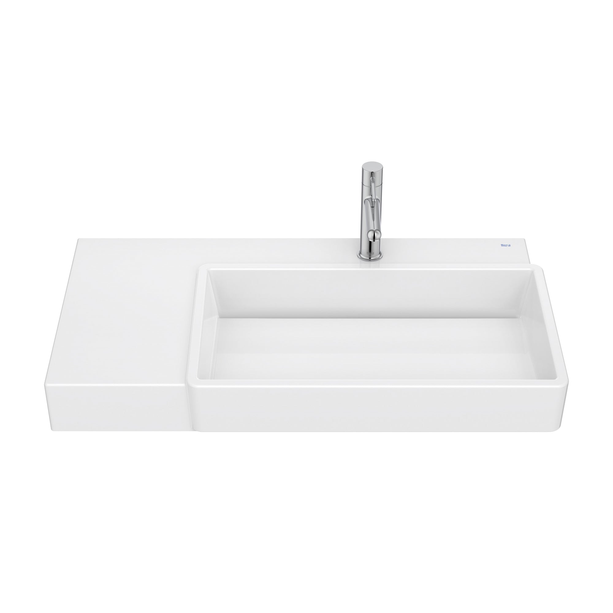 Roca Tura Wall-hung basin - 1 taphole Right Hand 800(W) x 430(D) x 155(H)mm White - Supraglaze