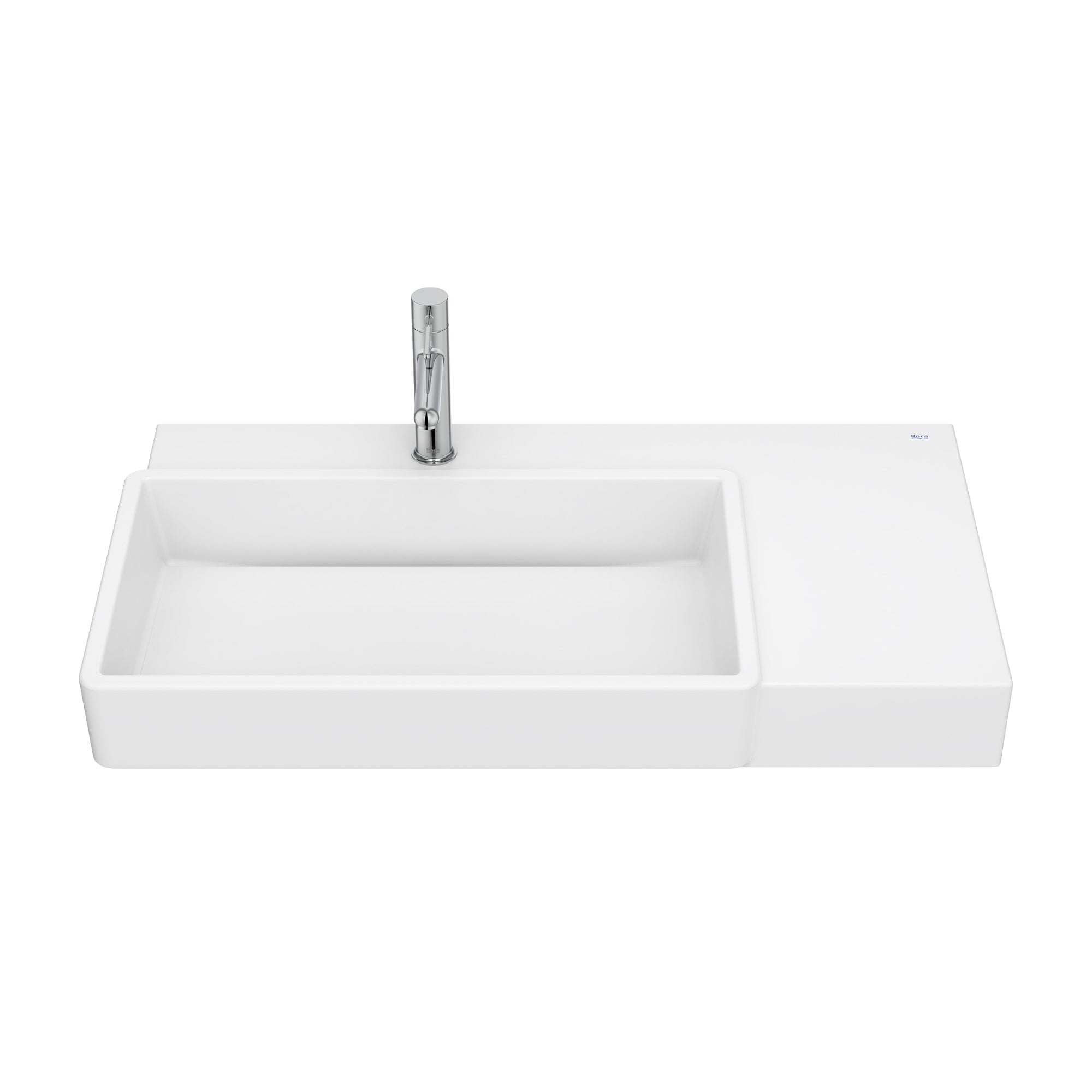 Roca Tura Wall-hung basin - 1 taphole Left Hand 800(W) x 430(D) x 155(H)mm Matt White