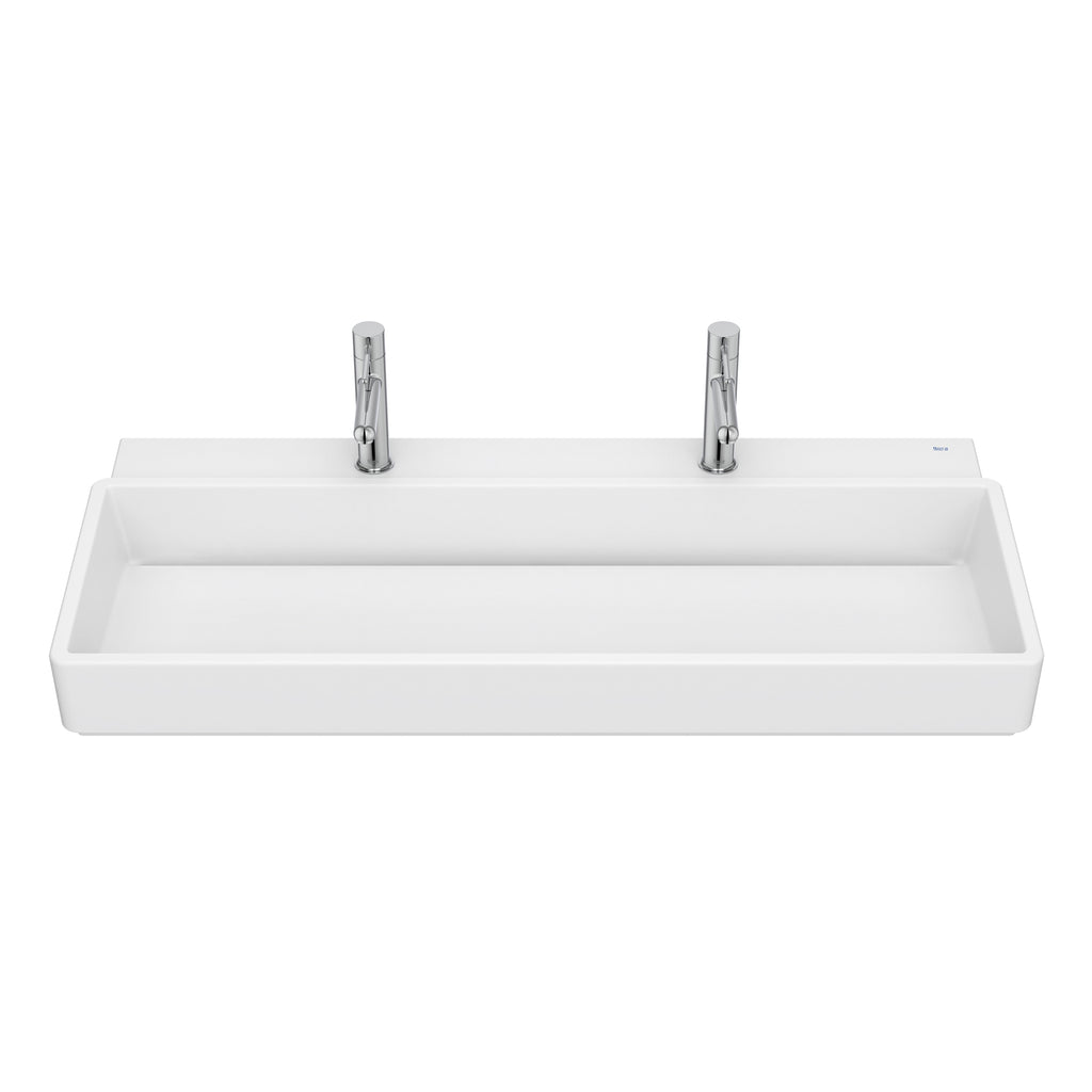 Roca Tura Wall-hung basin - 2 tapholes 1000(W) x 430(D) x 155(H)mm Matt White