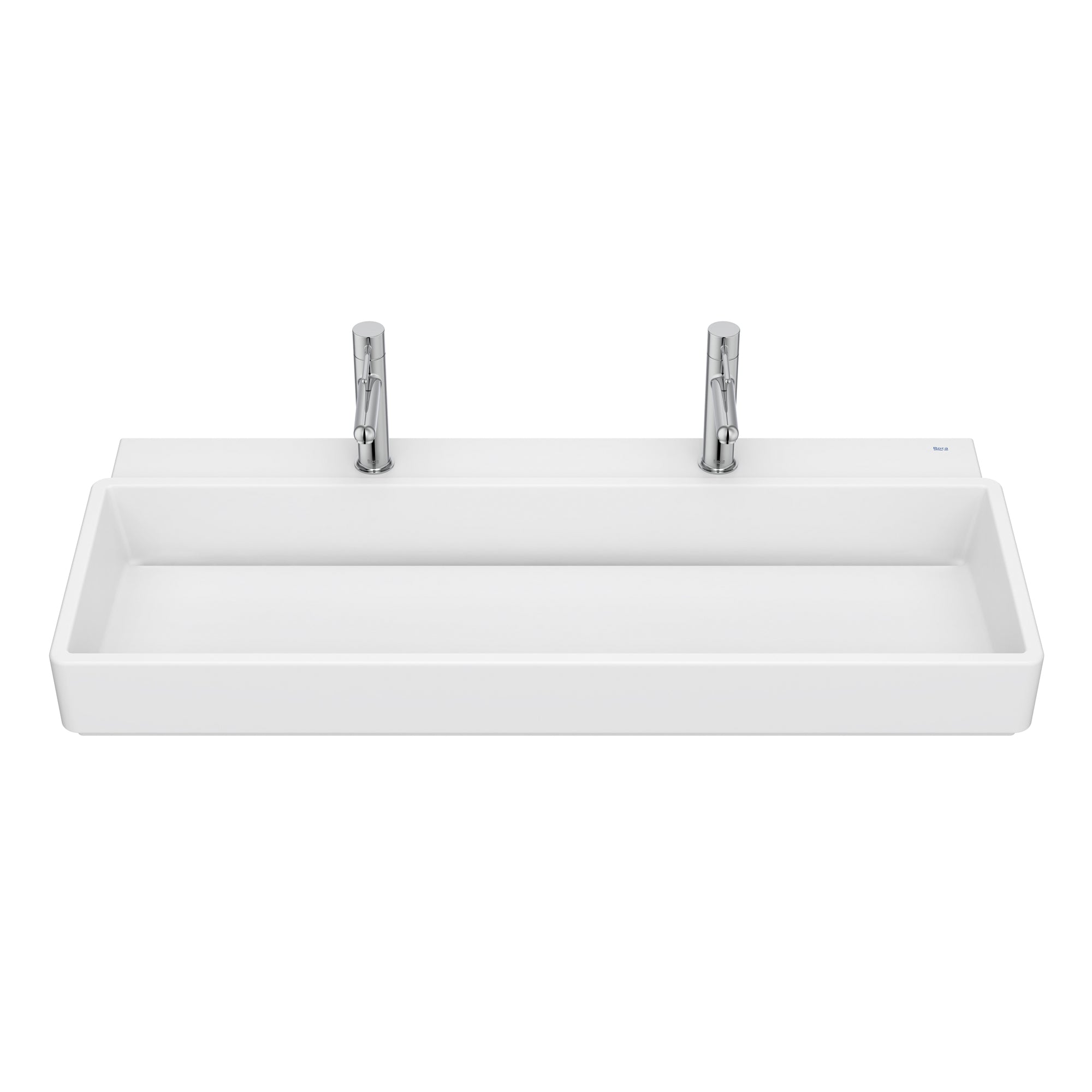 Roca Tura Wall-hung basin - 2 tapholes 1000(W) x 430(D) x 155(H)mm Matt White