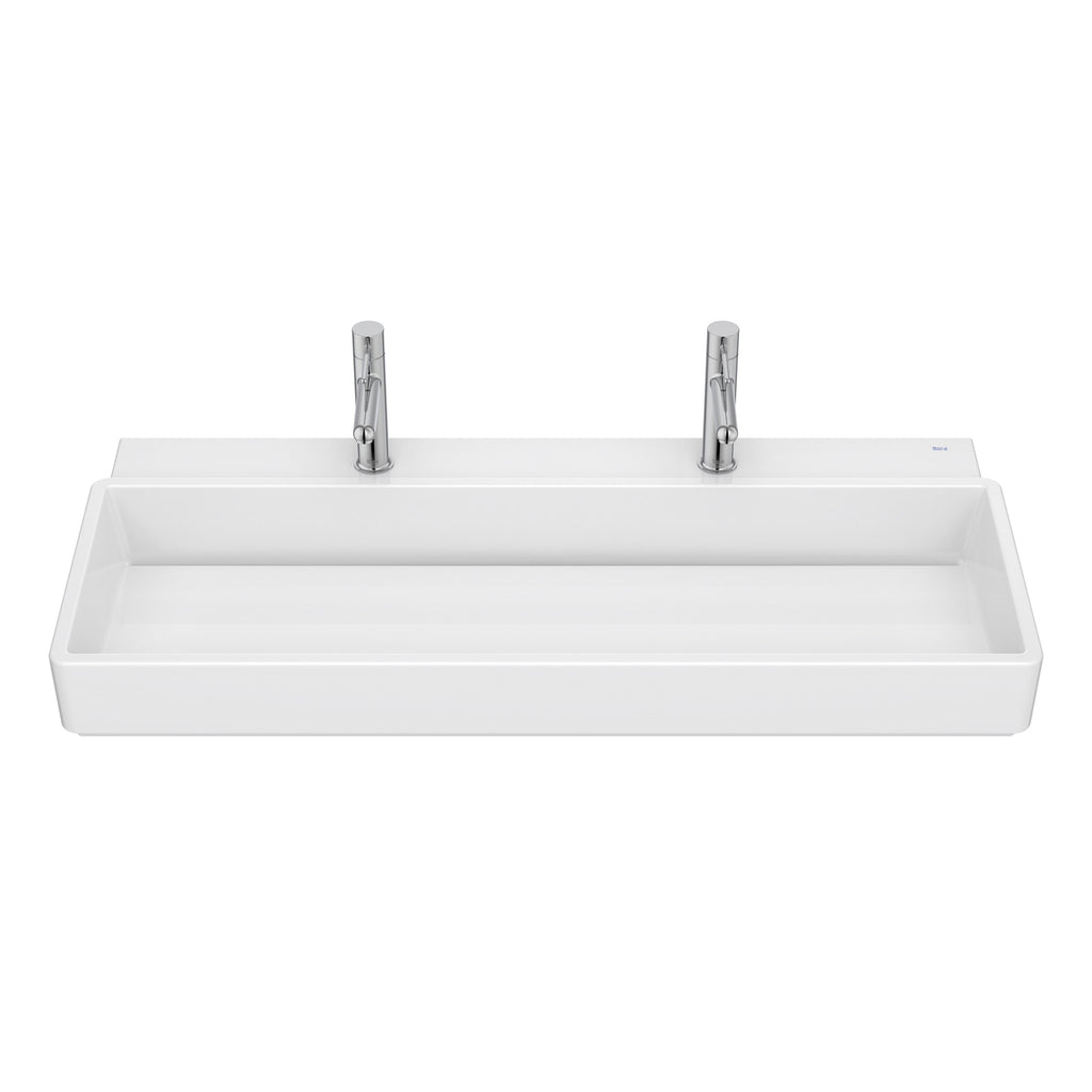 Roca Tura Wall-hung basin - 2 tapholes 1000(W) x 430(D) x 155(H)mm White - Supraglaze
