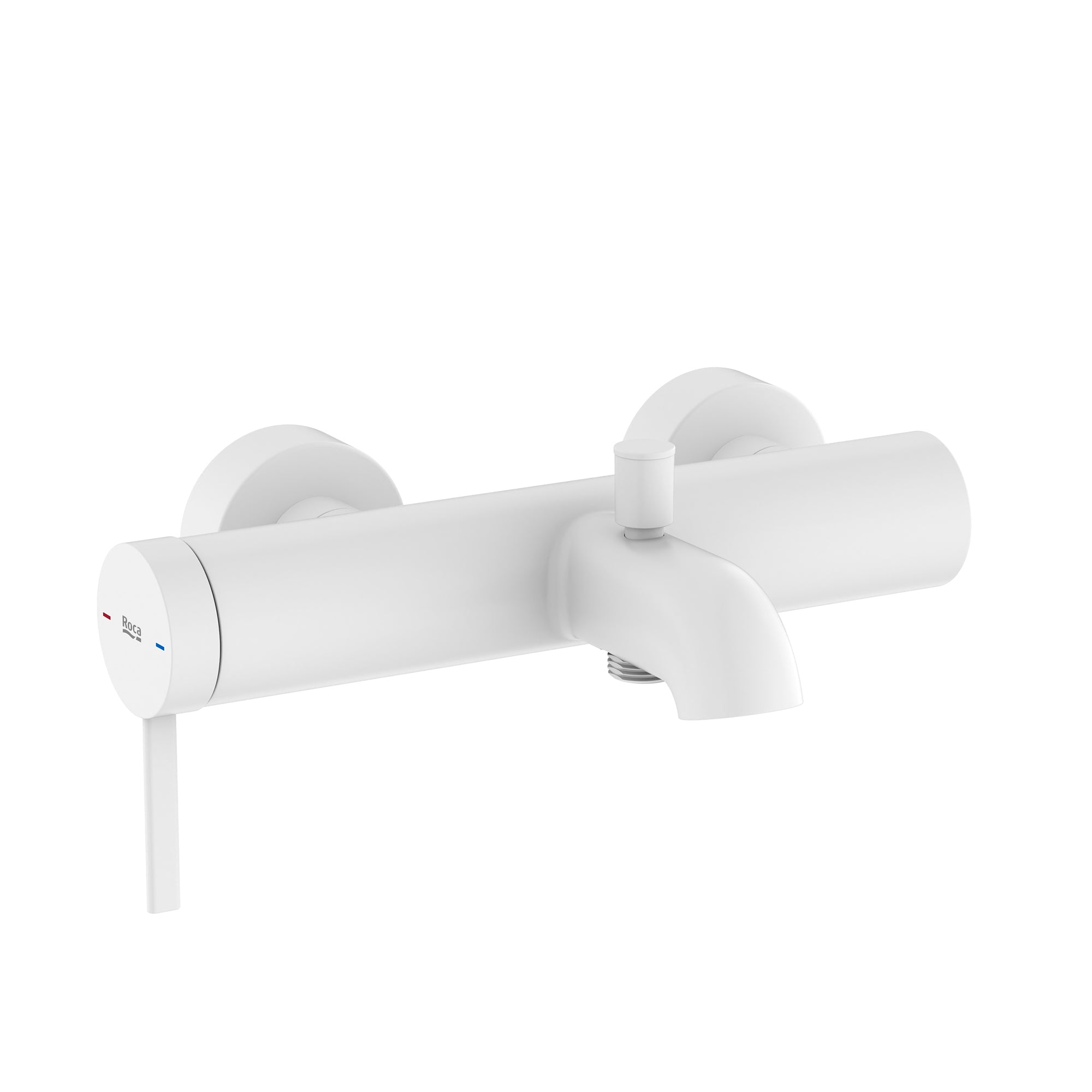 Roca Ona Wall-mounted bath-shower mixer with automatic diverter Matt White