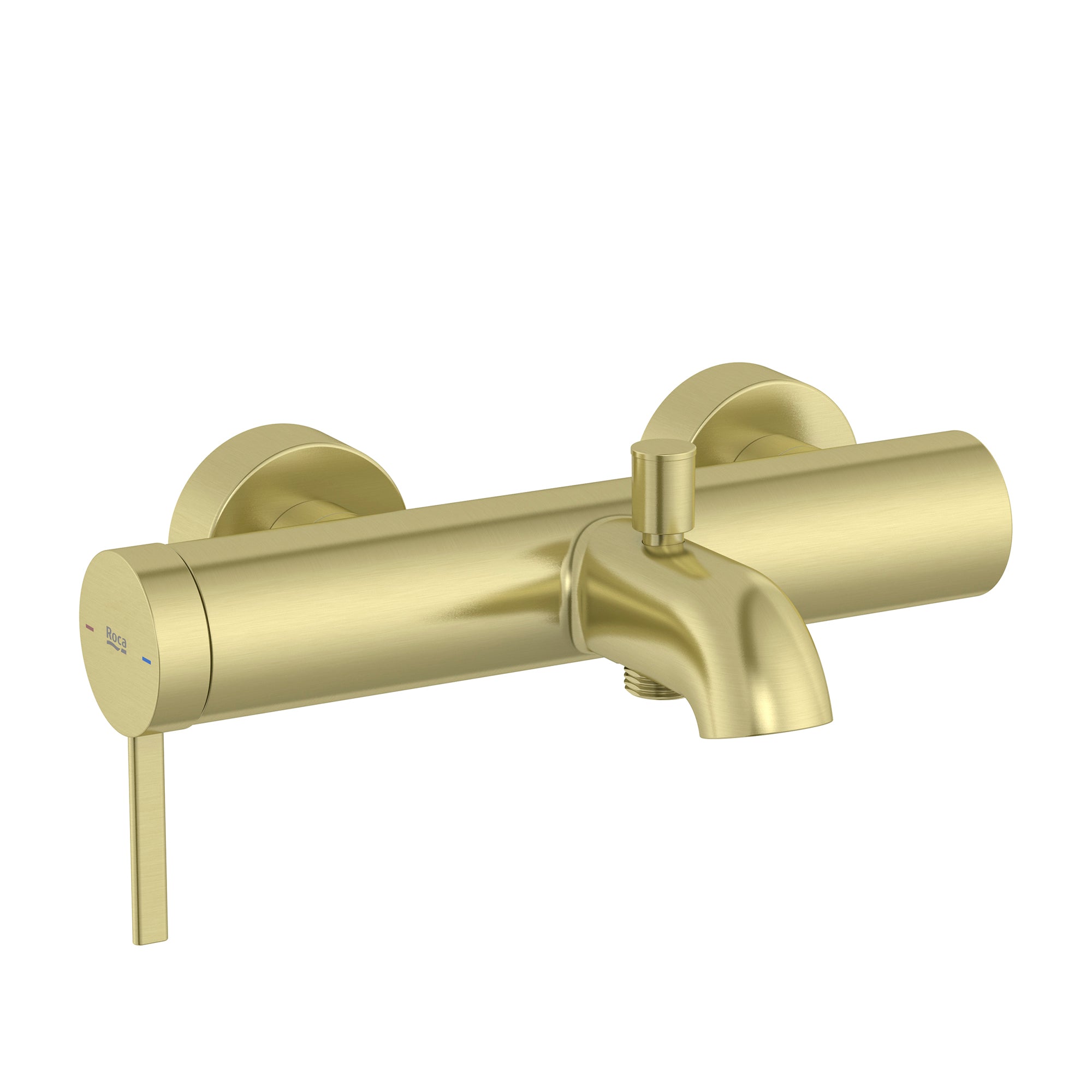 Roca Ona Wall-mounted bath-shower mixer with automatic diverter Brushed Brass