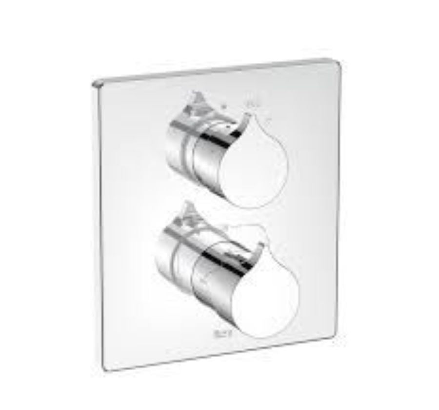 Roca Insignia built-in thermostatic mixer with 2 outlets 200(W) x 180(D) x 160(H)mm chrome - RocaBox concealed shower valve required for installation