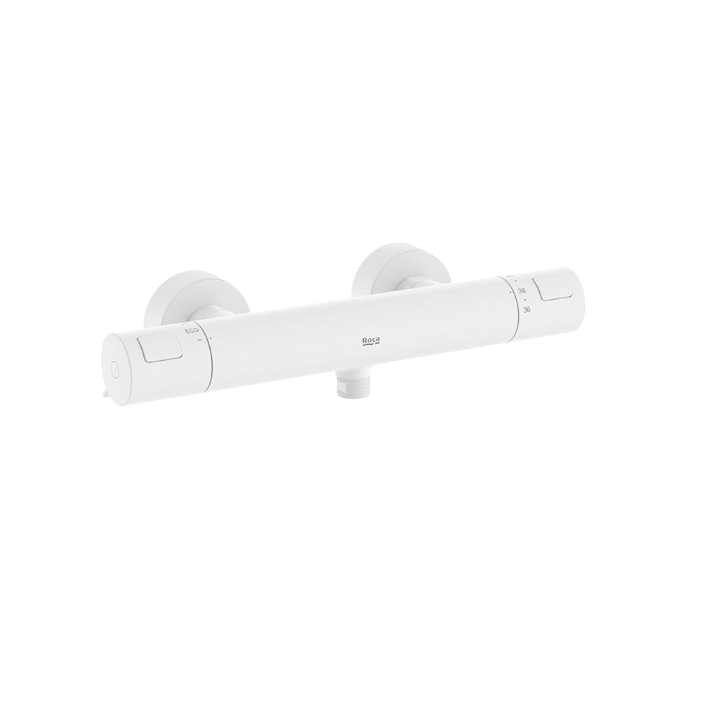 Roca T-500 Wall-mounted thermostatic shower mixer Matt White