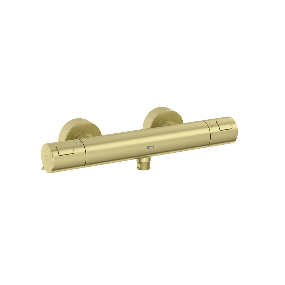 Roca T-500 Wall-mounted thermostatic shower mixer Brushed Brass