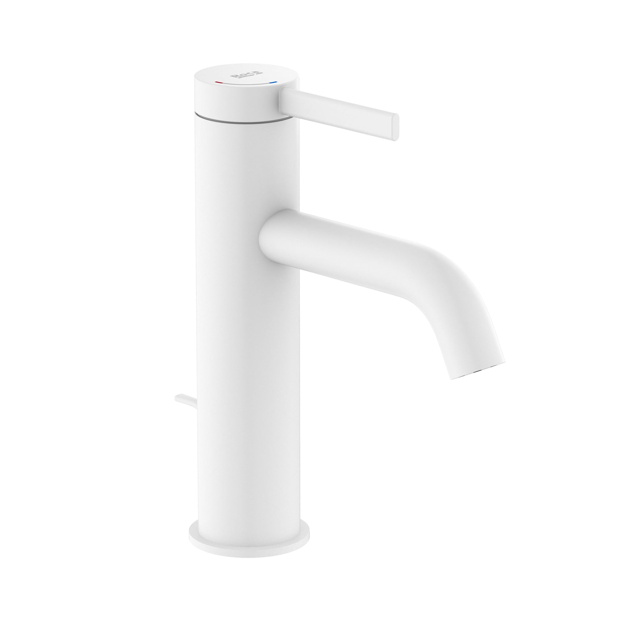 Roca Ona Basin mixer Tap with pop-up waste, Cold Start Matt White