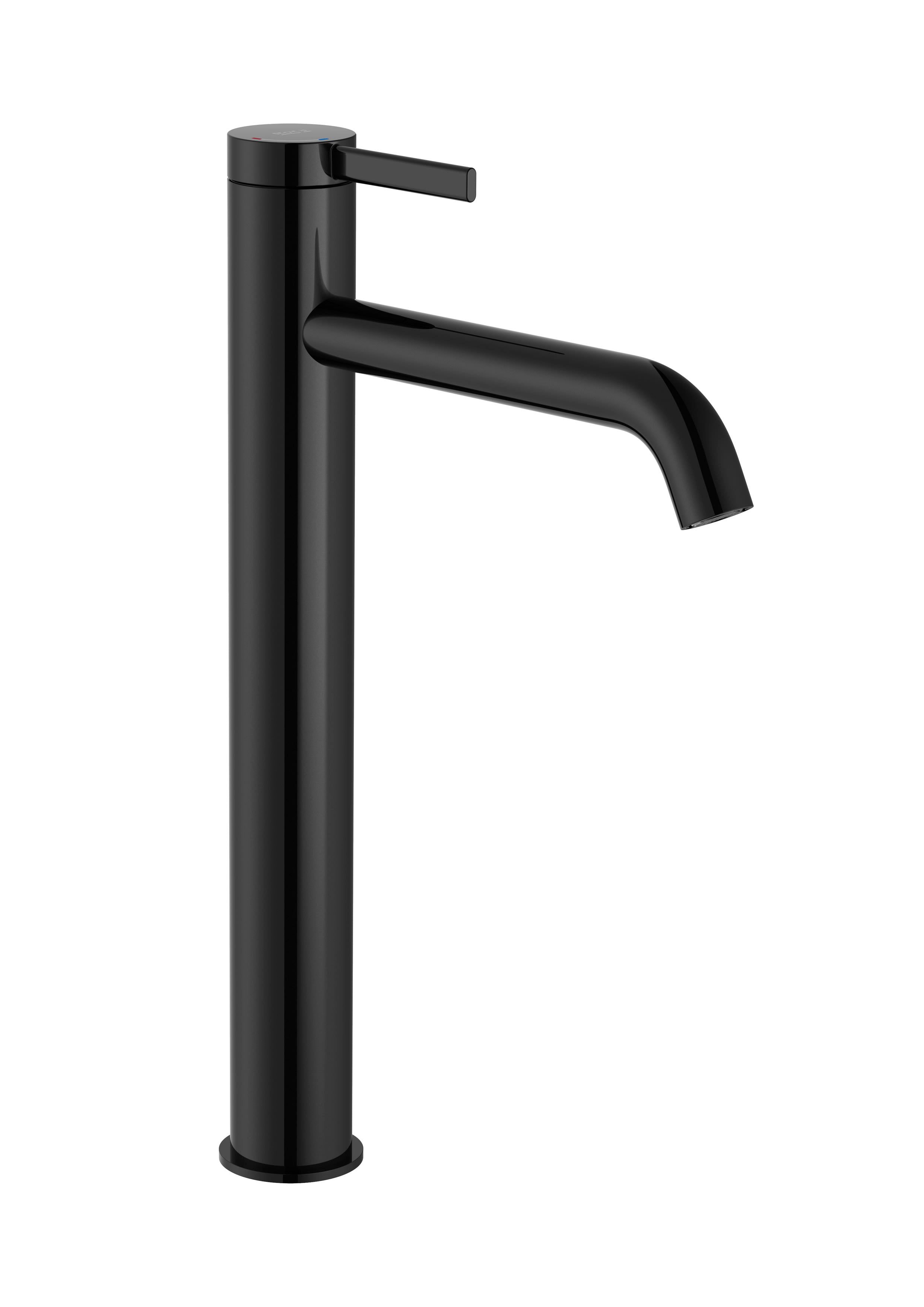 Roca Ona Basin Mixer High Neck Smooth Body with Click Clack Waste Cold Start Titanium Black