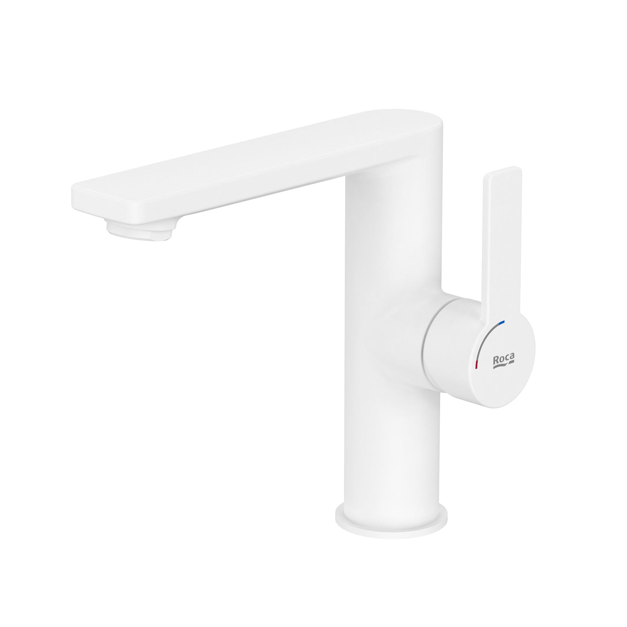 Roca Targa Basin mixer Tap with smooth body Cold Start L-Size Matt White