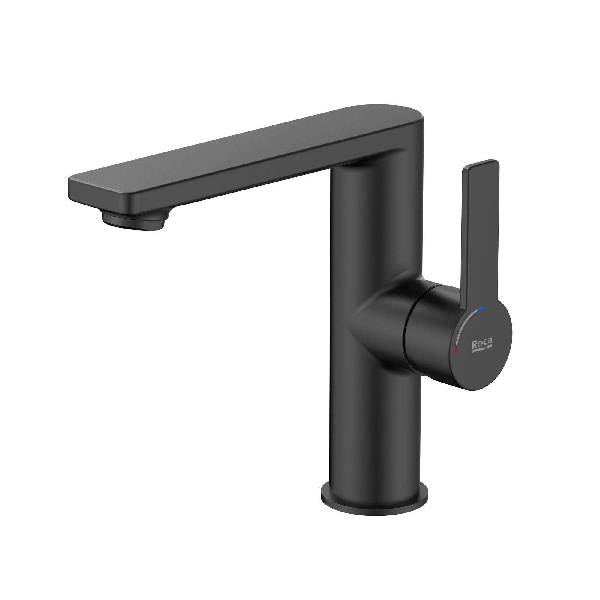 Roca Targa Basin mixer Tap with smooth body Cold Start L-Size Matt Black