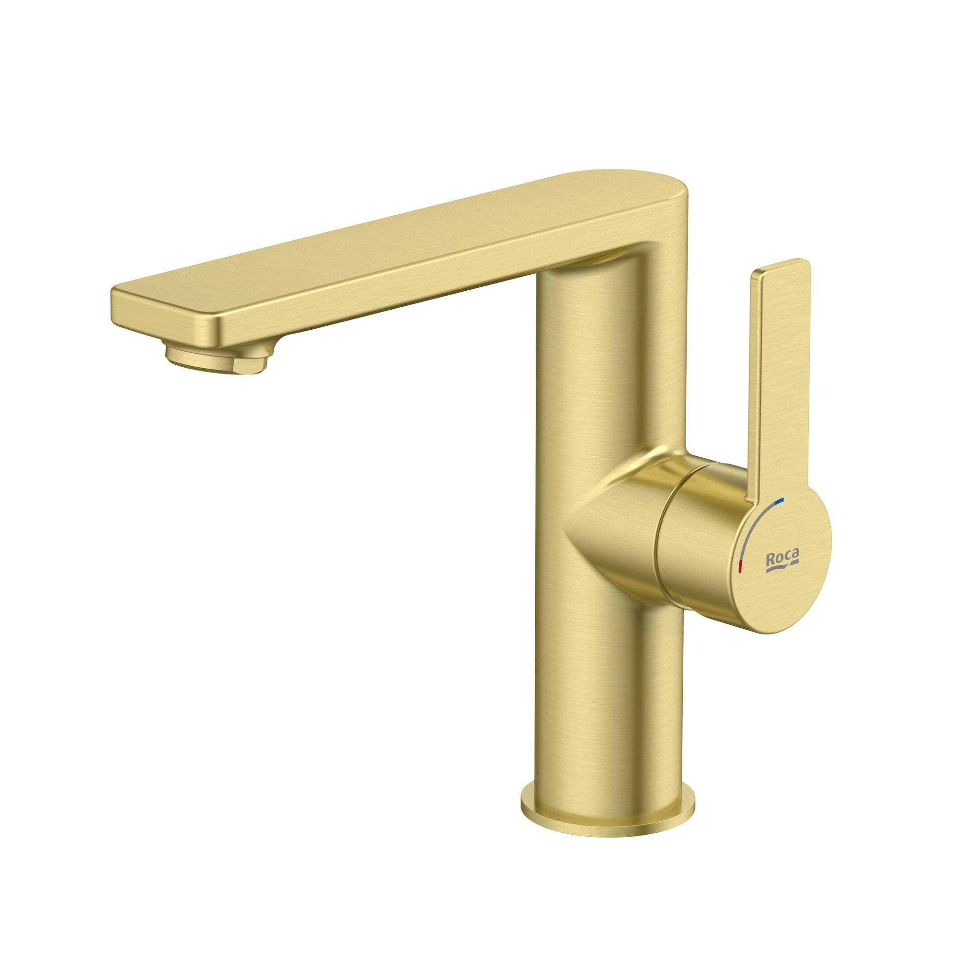 Roca Targa Basin mixer Tap with smooth body Cold Start L-Size Brushed Brass