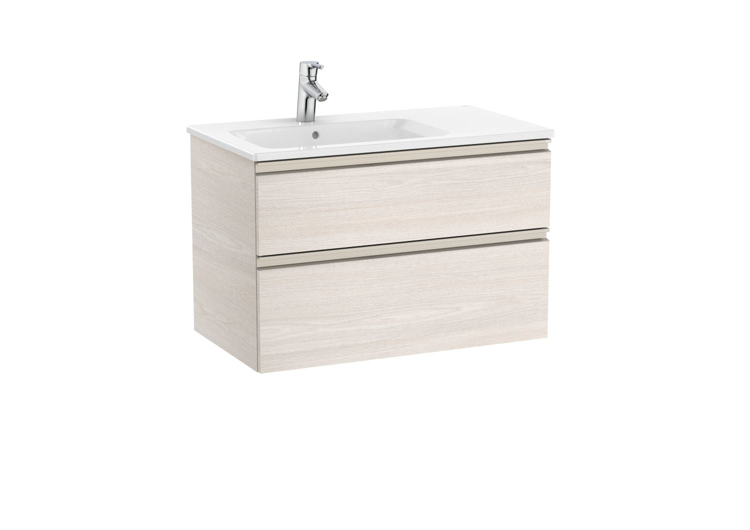 Roca Unik The Gap Vanity unit with 2 drawers and left hand basin 800mm Nordic Ash