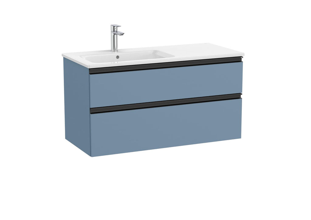 Roca The Gap Vanity Unit with 2 Drawers and Basin Left Hand 800x537mm Matt Blue