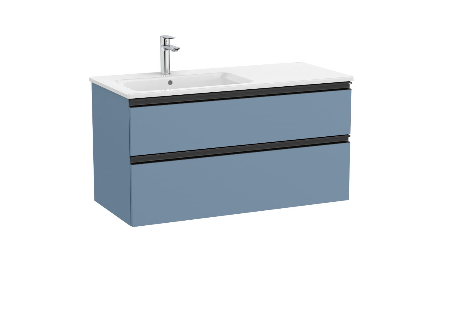 Roca The Gap Vanity Unit with 2 Drawers and Basin Left Hand 800x537mm Matt Blue