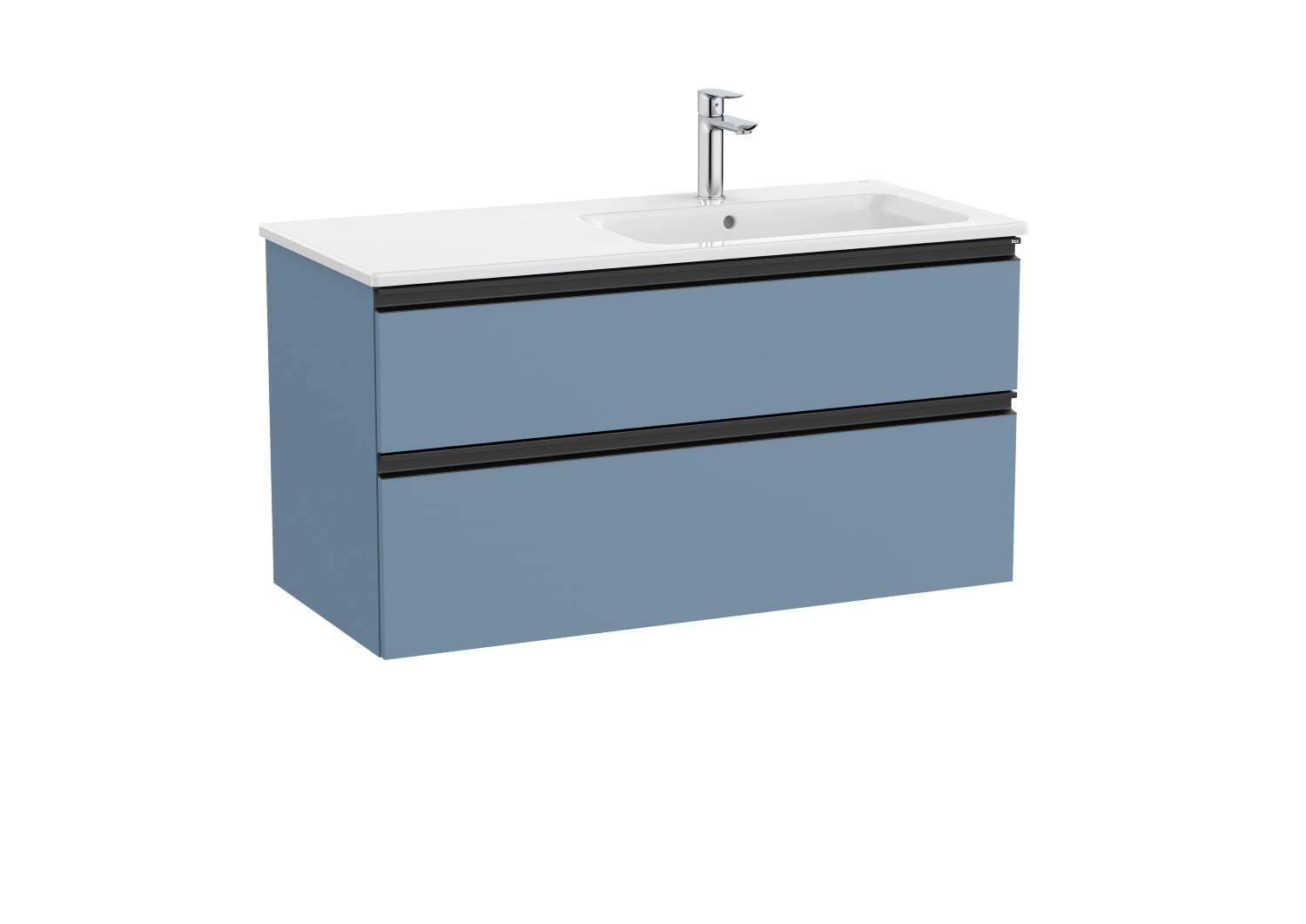 Roca The Gap Vanity Unit with 2 Drawers and Basin Right Hand 1000x537mm Matt Blue