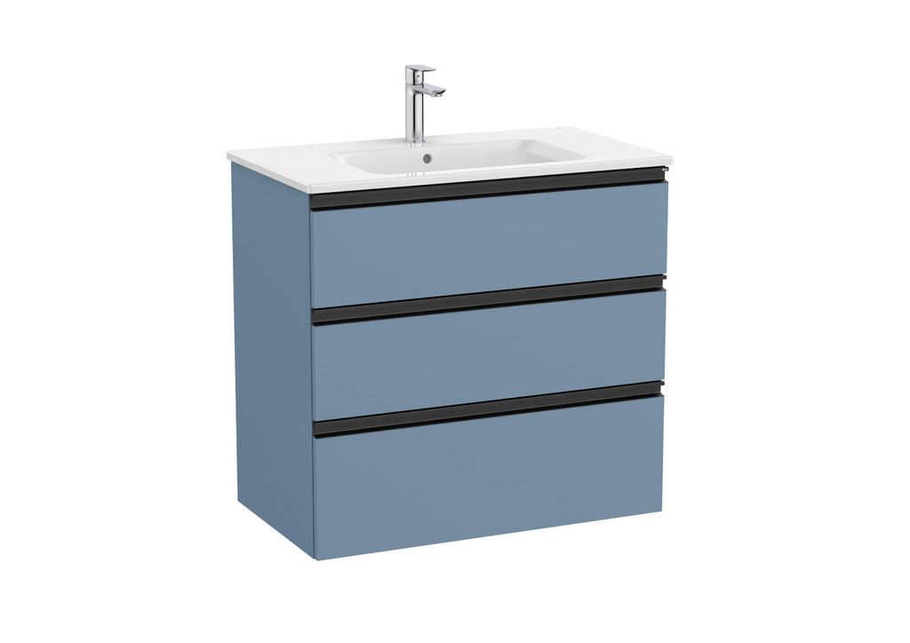 Roca The Gap Vanity Unit with 3 Drawers and Basin 600x763mm Matt Blue