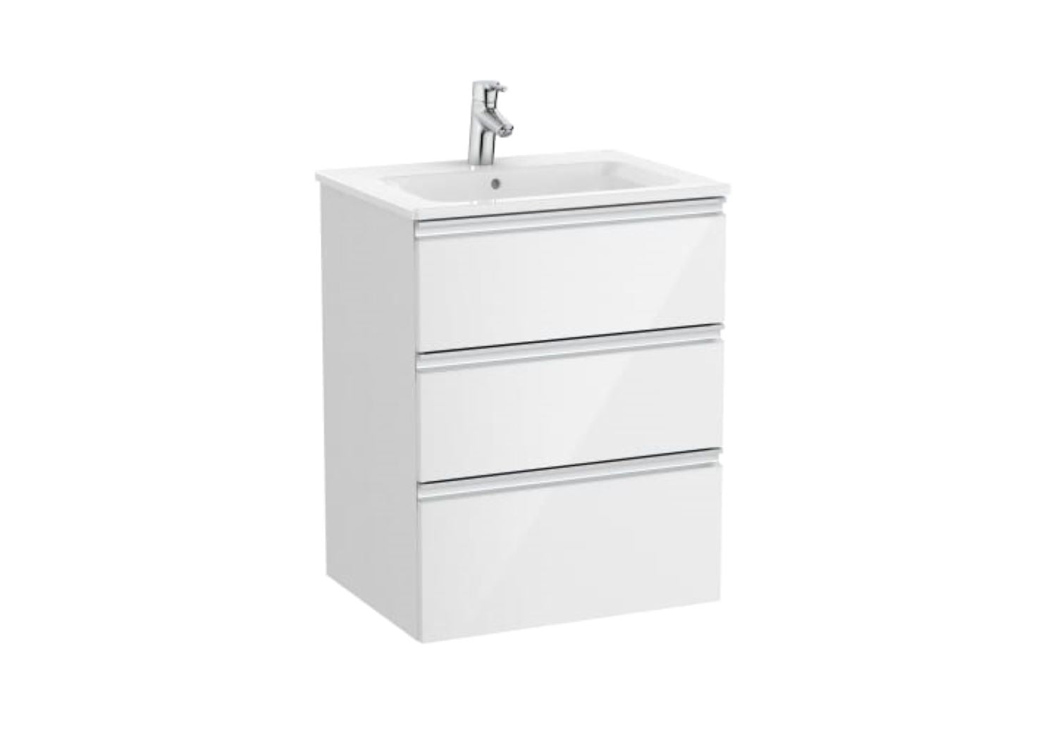 Roca Unik The Gap 3 Drawer Vanity unit 600mm Gloss White