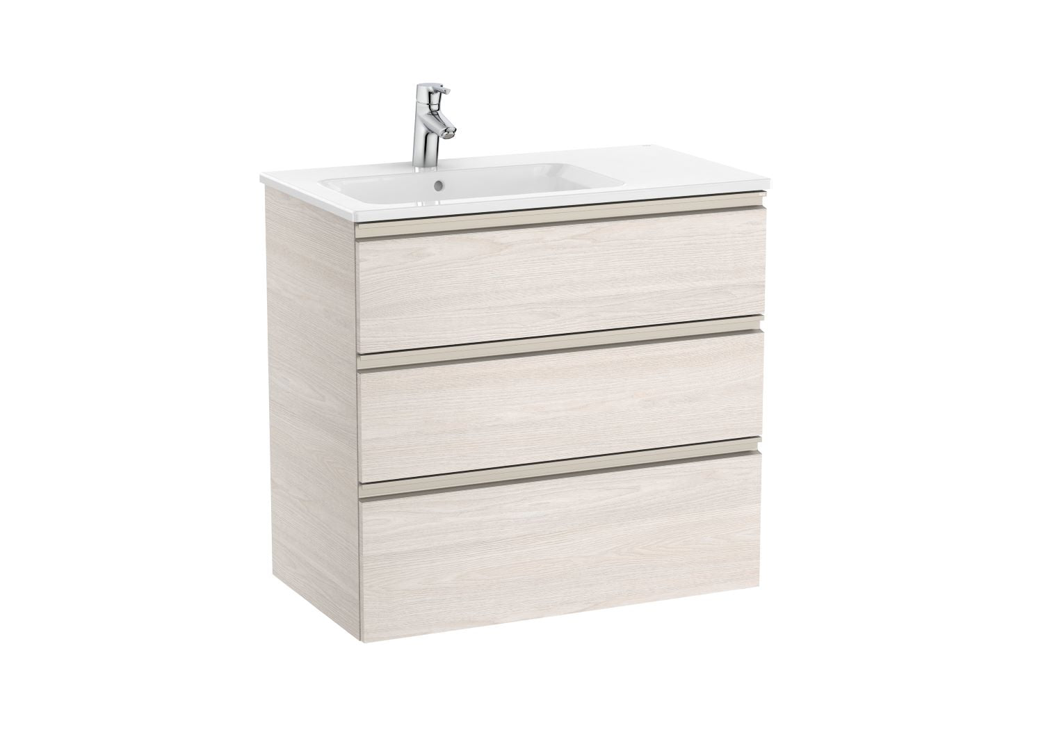 Roca Unik The Gap Vanity unit with 3 drawers and left hand basin 800mm Nordic Ash