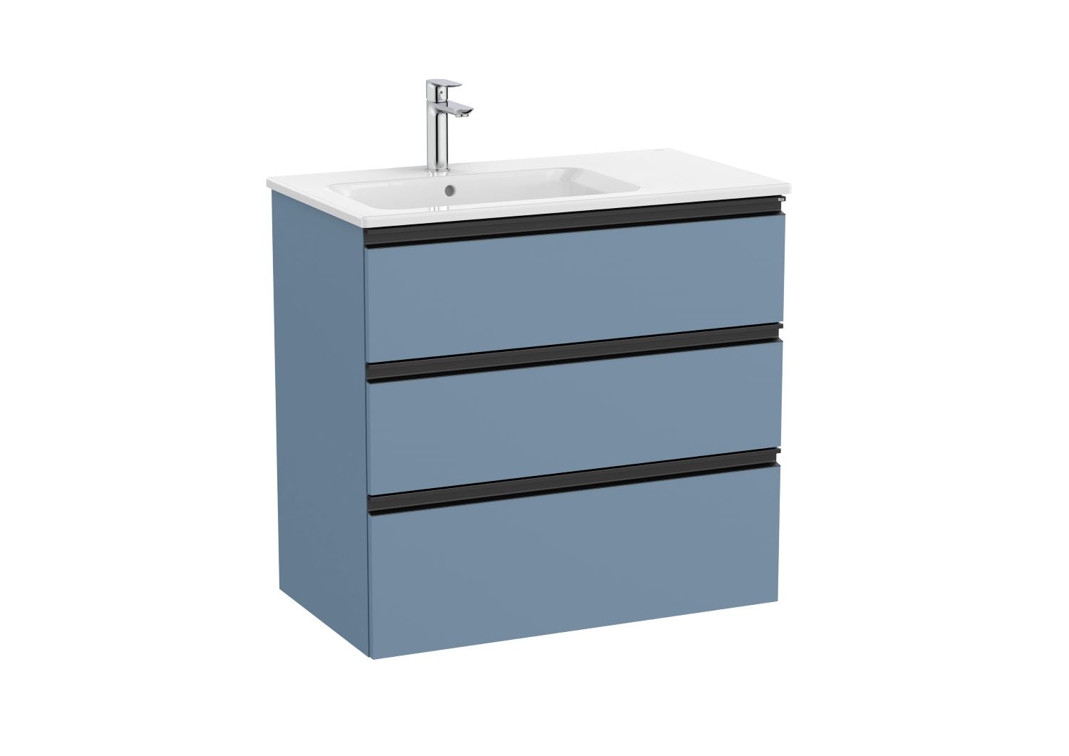 Roca The Gap Vanity Unit with 3 Drawers and Basin Left Hand 800x763mm Matt Blue