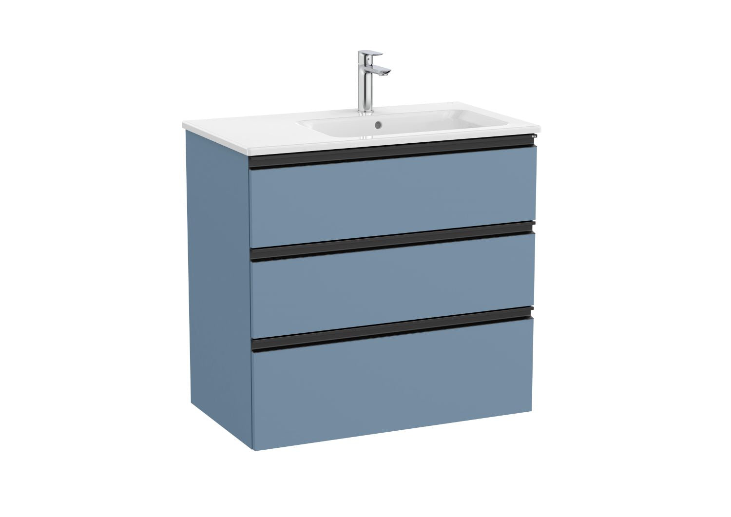 Roca The Gap 3 Drawer Vanity Unit and Basin Right Hand 800x763 Matt Blue